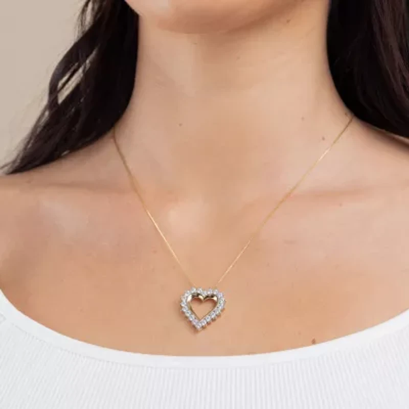 (G / Si2) Womens 2 CT. T.W. Lab Grown White Diamond 14K Gold Heart 18 Inch Pendant Necklace