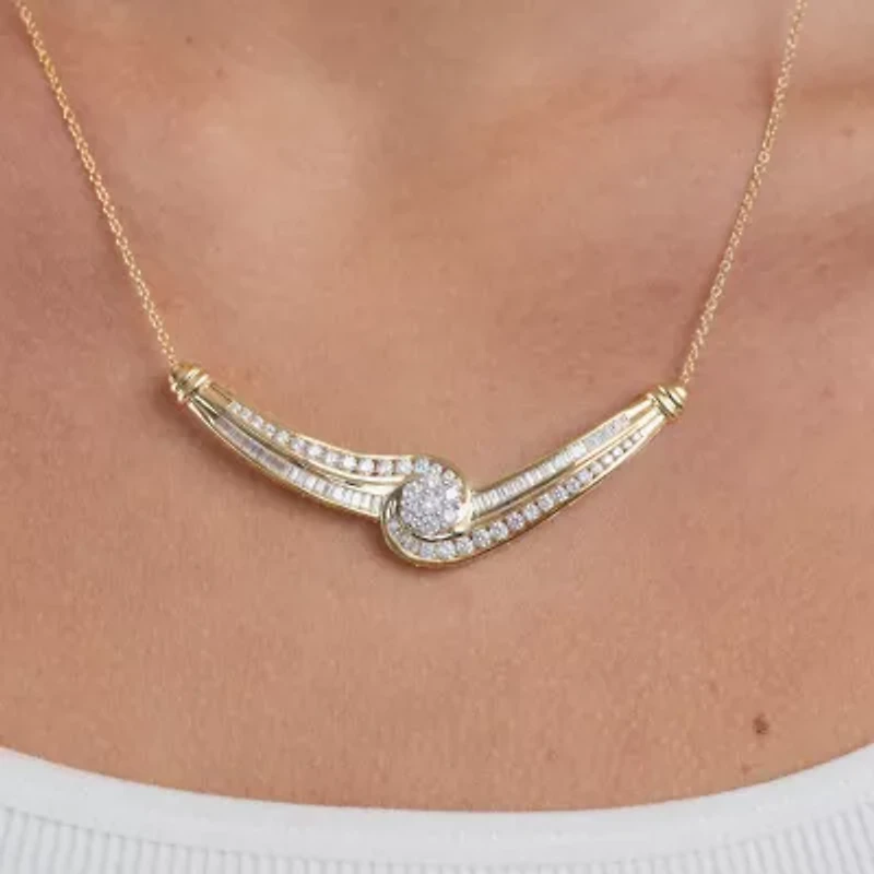 Diamond Blossom (G / Si2) Womens 2 CT. T.W. Lab Grown White Diamond 10K Gold Flower 18 Inch Pendant Necklace