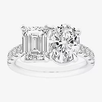 Signature By Modern Bride (G-H / Si1-Si2) Womens 4 3/8 Ct. T.W. Lab Grown White Diamond 14K Gold Oval Side Stone Engagement Ring