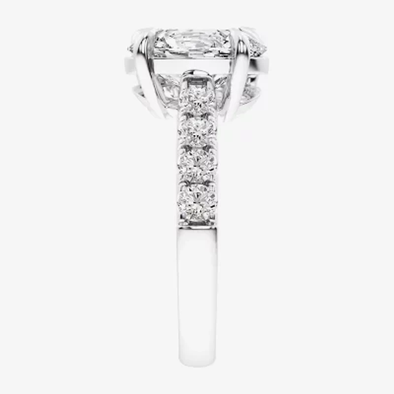 Signature By Modern Bride (G-H / Si1-Si2) Womens 4 3/8 Ct. T.W. Lab Grown White Diamond 14K Gold Oval Side Stone Engagement Ring