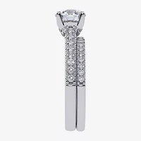 (H-I / Si2-I1) Womens 1 1/2 CT. T.W. Lab Grown White Diamond 10K or 14K Gold Round Side Stone Bridal Set