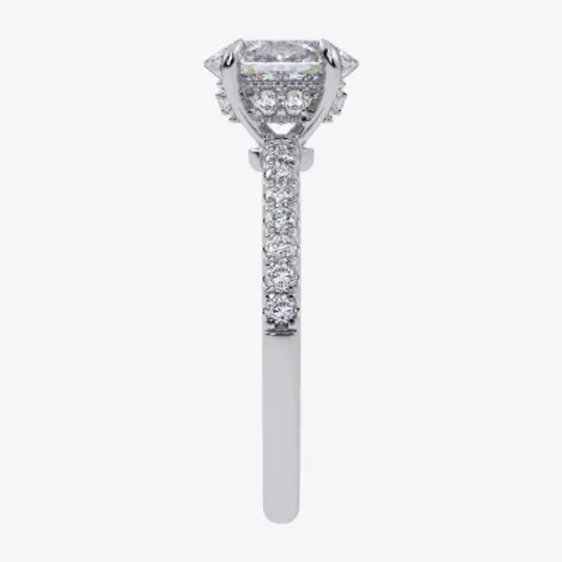 (G-H /  Si1-Si2) Womens 1 CT. T.W. Lab Grown White Diamond 10K Gold Oval Side Stone Engagement Ring