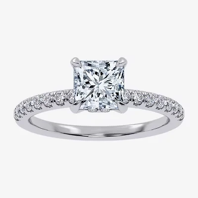 (G-H /  Si1-Si2) Womens 1 CT. T.W. Lab Grown White Diamond 10K Gold Side Stone Engagement Ring