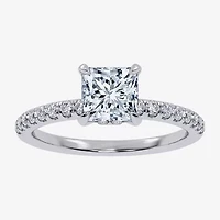 (G-H /  Si1-Si2) Womens 1 CT. T.W. Lab Grown White Diamond 10K Gold Side Stone Engagement Ring