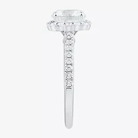 (H-I / Si1-Si2) Womens 2 CT. T.W. Lab Grown White Diamond 10K Gold Round Side Stone Halo Engagement Ring
