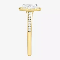 (H-I / Si1-Si2) Womens 1/2 CT. T.W. Lab Grown White Diamond 10K Gold Marquise Side Stone Halo Engagement Ring