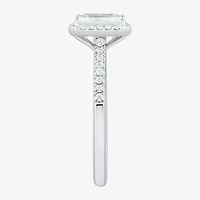 (H-I / Si1-Si2) Womens 1 1/4 CT. T.W. Lab Grown White Diamond 10K Gold Side Stone Halo Engagement Ring