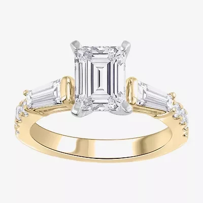 Signature By Modern Bride (G-H / Si1-Si2) Womens 2 3/4 CT. T.W. Lab Grown White Diamond 14K Gold Side Stone Engagement Ring