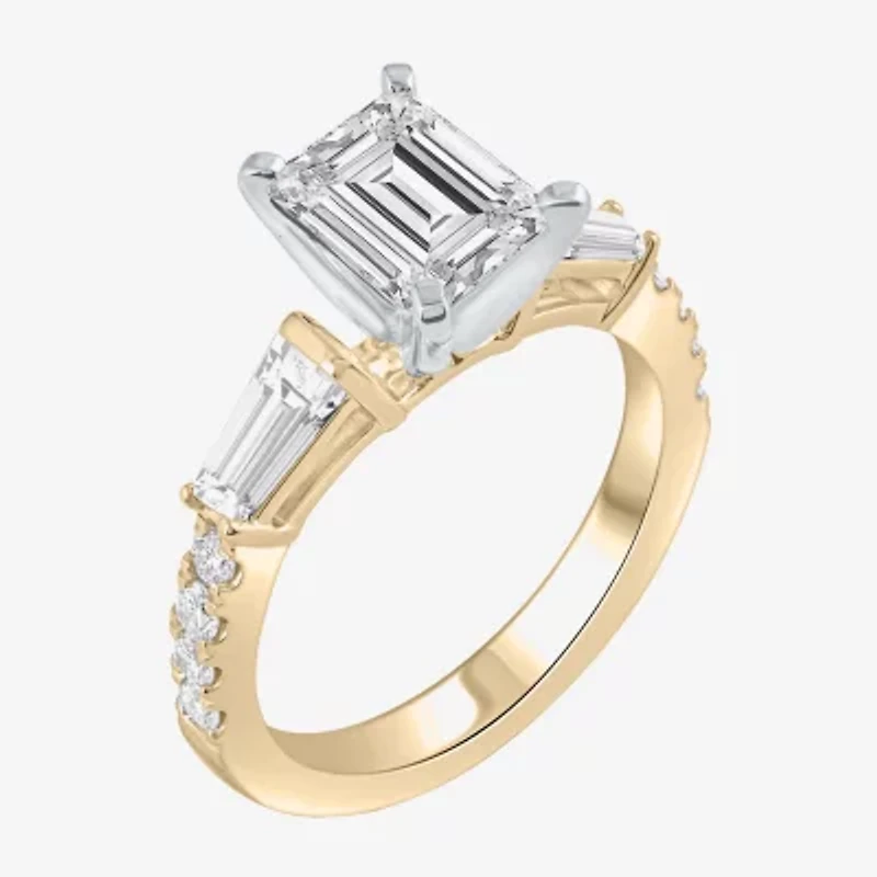 Signature By Modern Bride (G-H / Si1-Si2) Womens 2 3/4 CT. T.W. Lab Grown White Diamond 14K Gold Side Stone Engagement Ring