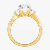 (G-H / Si1-Si2) Womens 4 CT. T.W. Lab Grown White Diamond 14K Gold Oval Side Stone Engagement Ring