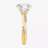 (G-H / Si1-Si2) Womens 4 CT. T.W. Lab Grown White Diamond 14K Gold Oval Side Stone Engagement Ring