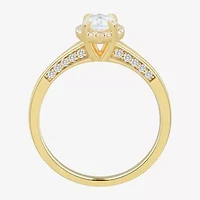 (H-I / Si1-Si2) Womens 1 CT. T.W. Lab Grown White Diamond 10K Gold Marquise Halo Engagement Ring