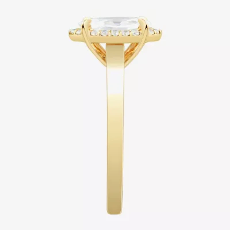 (H-I / Si1-Si2) Womens 1 CT. T.W. Lab Grown White Diamond 10K Gold Marquise Halo Engagement Ring