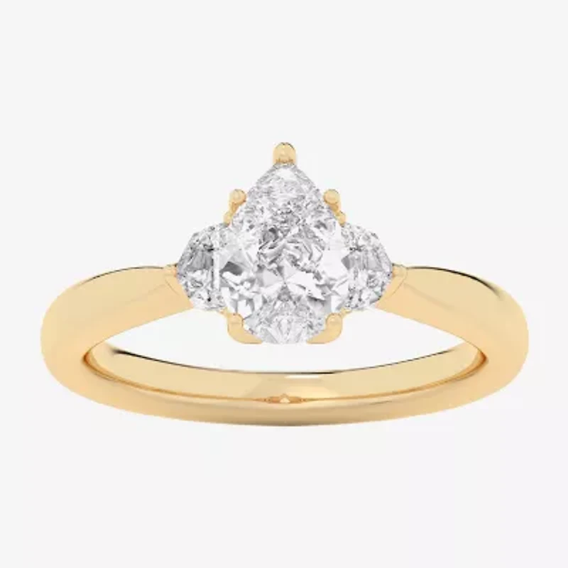 (G-H / Si1-Si2) Womens 1 1/4 CT. T.W. Lab Grown White Diamond 14K Gold Pear Solitaire Engagement Ring