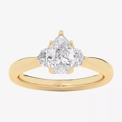 (G-H / Si1-Si2) Womens 1 1/4 CT. T.W. Lab Grown White Diamond 14K Gold Pear Solitaire Engagement Ring