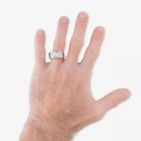 (H-I / I1) Mens 5MM 1 CT. T.W. Lab Grown White Diamond 10K Gold Wedding Band