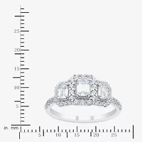 Love Lives Forever (H-I / Si1-Si2) Womens 1 CT. T.W. Lab Grown White Diamond 10K Gold Side Stone 3-Stone Engagement Ring