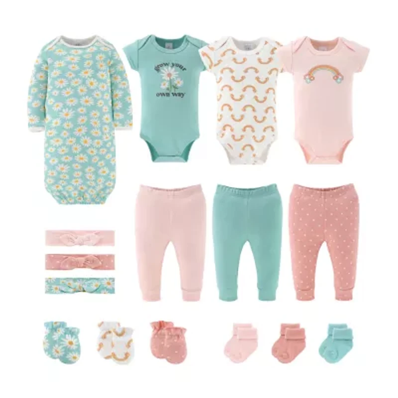 The Peanutshell Carefree Floral Nb-3m Baby Girls 16-pc. Baby Clothing Set