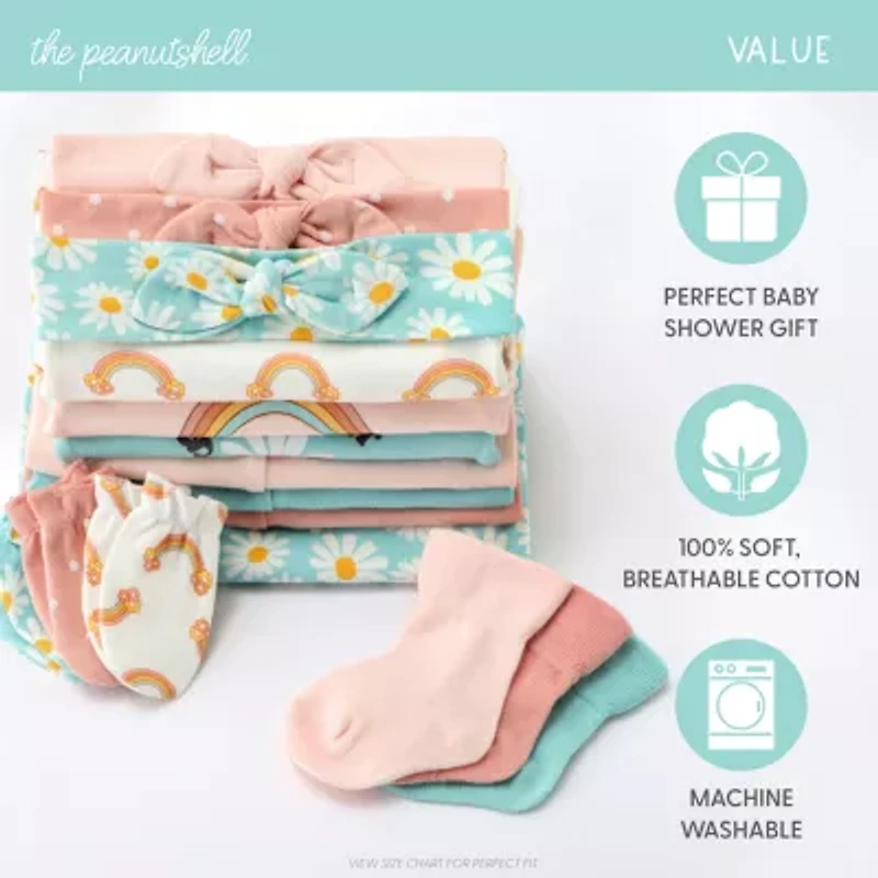 The Peanutshell Carefree Floral Nb-3m Baby Girls 16-pc. Baby Clothing Set