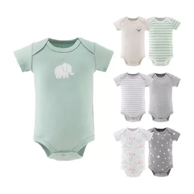 The Peanutshell Neutral Safari Baby Unisex Round Neck Short Sleeve 7-pc. Bodysuit