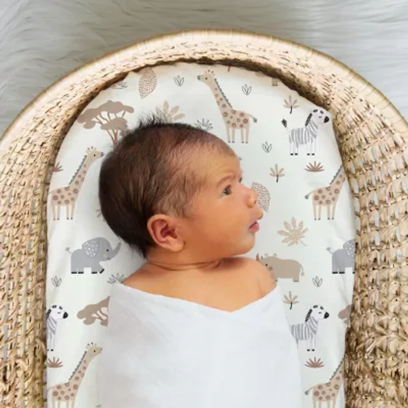 The Peanutshell Safari Neutral 4-pc. Bassinet Sheet