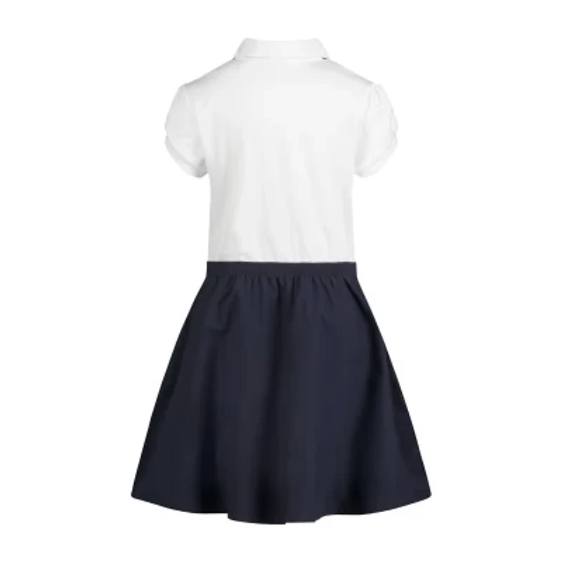 IZOD Little & Big Kid Girls Short Sleeve Cap Midi Shirt Dress