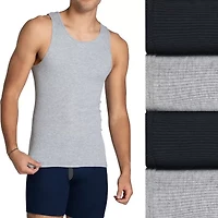 Fruit of the Loom Premium Cotton Mens Round Neck Sleeveless 4 Pack Tank