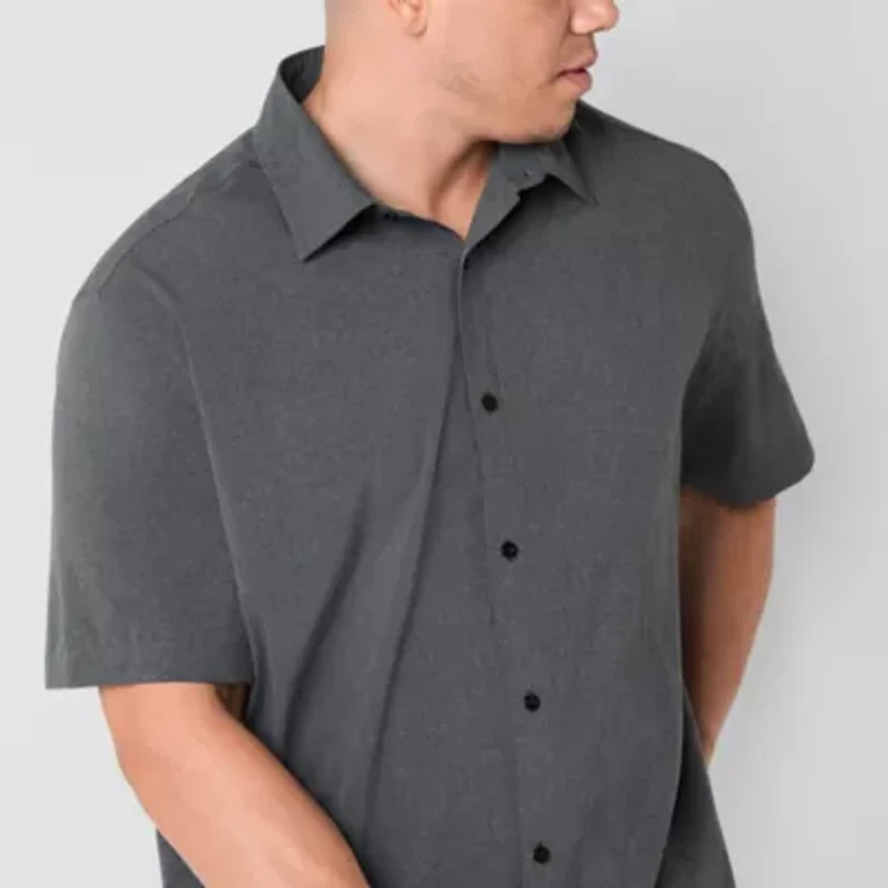 Stylus Mens Short Sleeve Regular Fit Big and Tall Button-Down Shirt