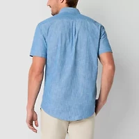 U.S. Polo Assn. Chambray Mens Short Sleeve Classic Fit Embroidered Button-Down Shirt