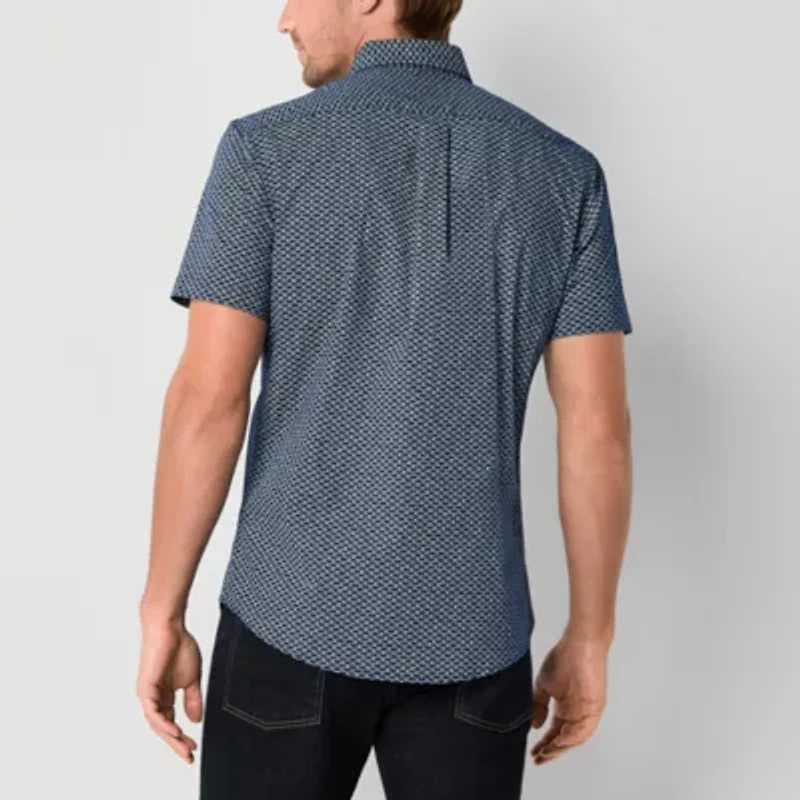 U.S. Polo Assn. Stretch Mens Short Sleeve Classic Fit Fabric Embroidered Button-Down Shirt