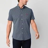 U.S. Polo Assn. Stretch Mens Short Sleeve Classic Fit Fabric Embroidered Button-Down Shirt