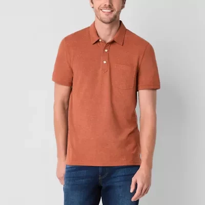 mutual weave Mens Regular Fit Easy-on + Easy-off Adaptive Short Sleeve Polo Shirt