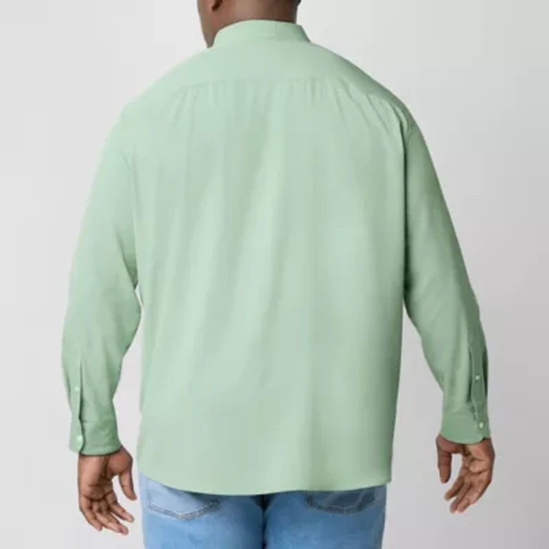 St. John's Bay Performance Mens Long Sleeve Classic Fit Stretch Fabric Big and Tall Button-Down Shirt