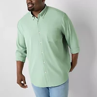St. John's Bay Performance Mens Long Sleeve Classic Fit Stretch Fabric Big and Tall Button-Down Shirt