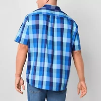 U.S. Polo Assn. Stretch Slub Mens Short Sleeve Classic Fit Fabric Embroidered Big and Tall Button-Down Shirt
