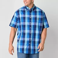 U.S. Polo Assn. Stretch Slub Mens Short Sleeve Classic Fit Fabric Embroidered Big and Tall Button-Down Shirt
