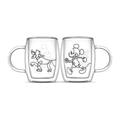 Joyjolt Mickey And Pluto Aroma 2-pc. Mickey and Friends Cappuccino Cup