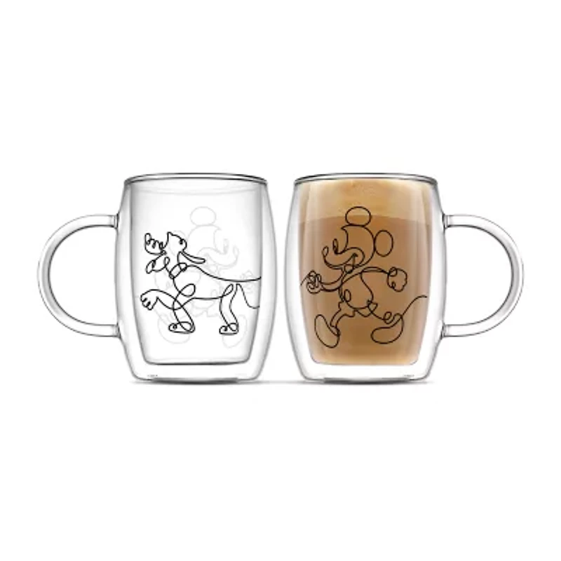 Joyjolt Mickey And Pluto Aroma 2-pc. Mickey and Friends Cappuccino Cup