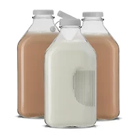 Joyjolt Glass Milk Bottles With Silicone Pour Lid Beverage Dispenser