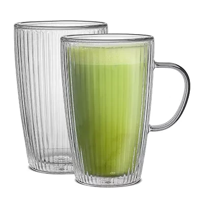 Joyjolt Fluted Savor Double Wall 2-pc. Coffee Mug