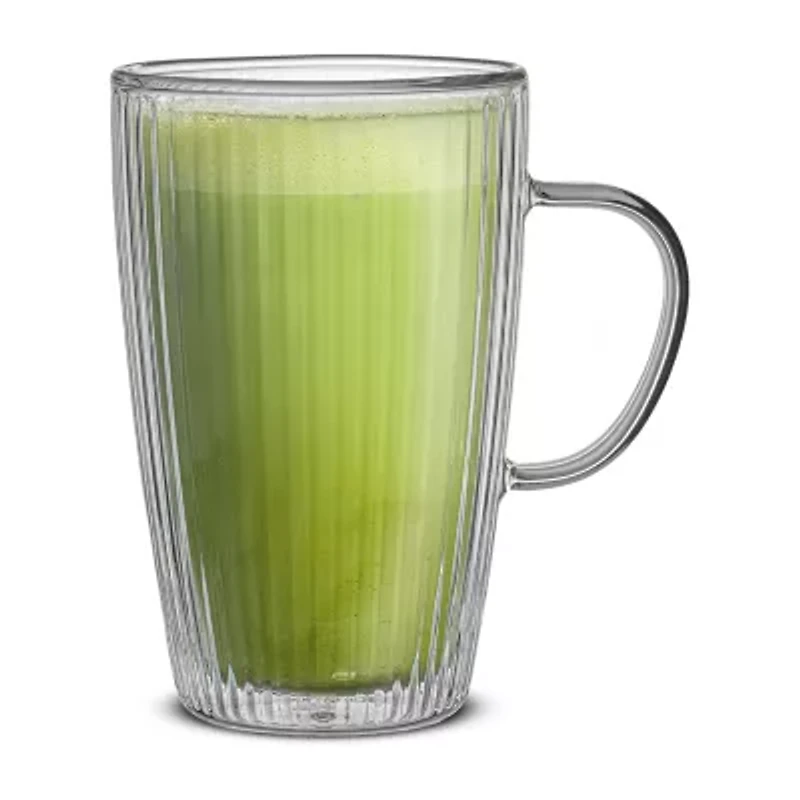 Joyjolt Fluted Savor Double Wall 2-pc. Coffee Mug
