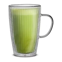 Joyjolt Fluted Savor Double Wall 2-pc. Coffee Mug