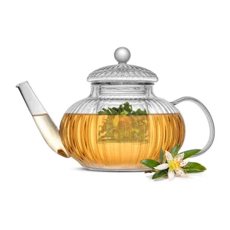 Joyjolt Fluted Glass Tea Glass Teapot