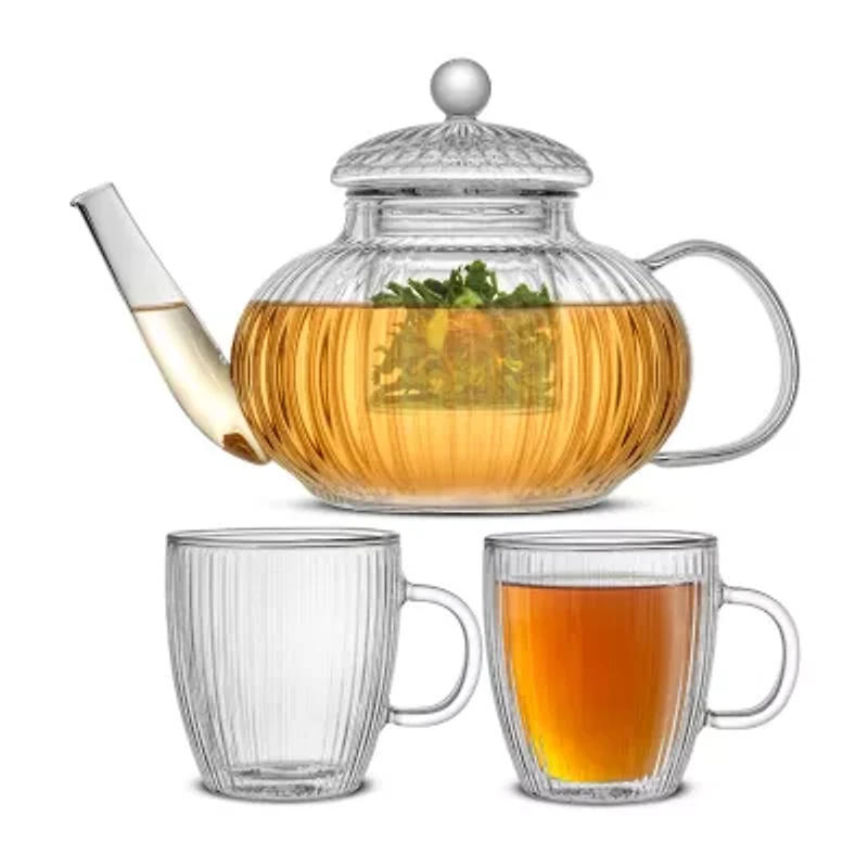 Joyjolt Fluted Glass Tea Glass Teapot
