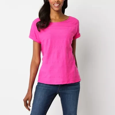 St. John's Bay Womens Crew Neck Short Sleeve T-Shirt