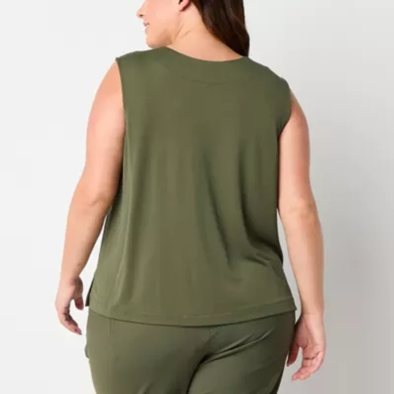 Stylus Womens V Neck Sleeveless Plus Tank Top