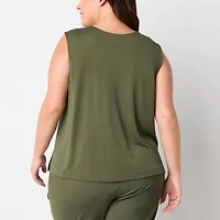 Stylus Womens V Neck Sleeveless Plus Tank Top