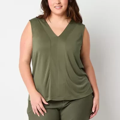 Stylus Womens V Neck Sleeveless Plus Tank Top