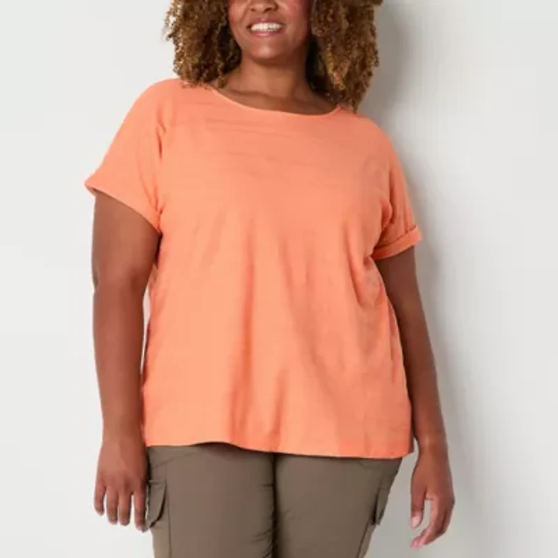 St. John's Bay Womens Crew Neck Short Sleeve Plus T-Shirt