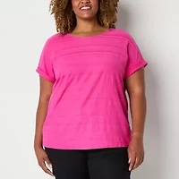 St. John's Bay Womens Plus Crew Neck Short Sleeve T-Shirt